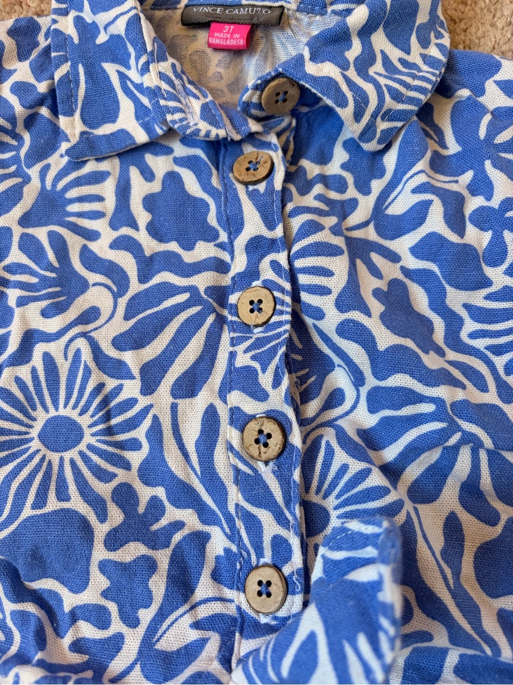 Vince Camuto 3T Blue & White Floral Linen Blend Two-Piece Shirt & Skort Set - Picture 5 of 7